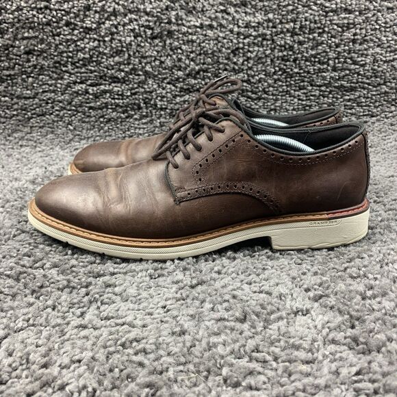 Cole Haan Grand Go-To Brown Leather Comfort Oxfords Shoes Mens 11 M C35083 - Picture 1 of 8